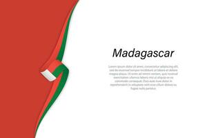 Wave flag of Madagascar with copyspace background vector