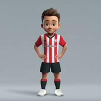 3d cartoon cute young soccer player in football uniform vector