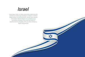 Wave flag of Israel with copyspace background vector