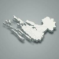 3d isometric map of Zadar is a county of Croatia vector