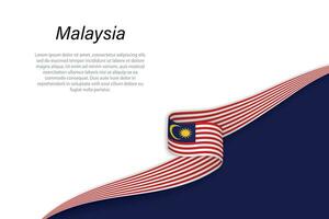 Wave flag of Malaysia with copyspace background vector