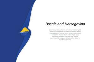 Wave flag of Bosnia and Herzegovina with copyspace background. vector