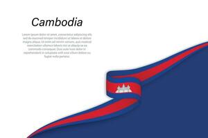 Wave flag of Cambodia with copyspace background vector