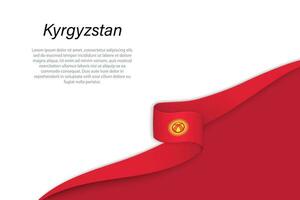 Wave flag of Kyrgyzstan with copyspace background vector