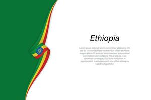 Wave flag of Ethiopia with copyspace background vector