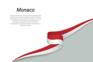 Wave flag of Monaco with copyspace background vector