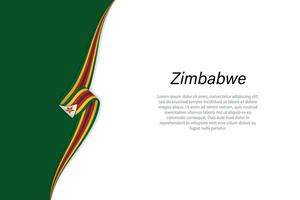 Wave flag of Zimbabwe with copyspace background vector