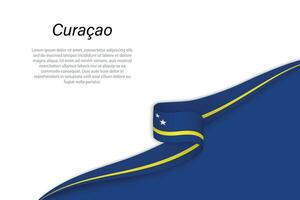 Wave flag of Curacao with copyspace background vector