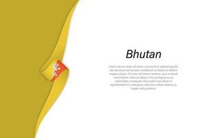 Wave flag of Bhutan with copyspace background vector