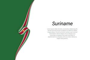 Wave flag of Suriname with copyspace background. vector