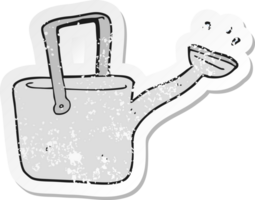 retro distressed sticker of a cartoon watering can png