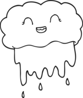 black and white cartoon rain cloud png