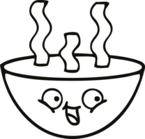 cuenco de dibujos animados de dibujo lineal de sopa caliente png