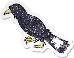 retro distressed sticker of a cartoon crow png