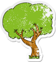 distressed sticker cartoon doodle of a summer tree png