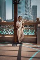 Woman spending vacation in Dubai photo