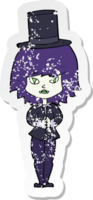 retro distressed sticker of a cartoon halloween vampire girl png