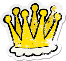 retro distressed sticker of a cartoon crown png