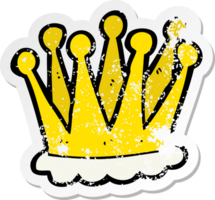 pegatina retro angustiada de una corona de dibujos animados png