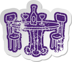 distressed old sticker dinner table and drinks png