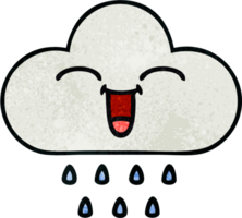 retro grunge texture cartoon rain cloud png