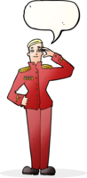 caricatura, militar, hombre, en, vestido, uniforme, con, burbuja del discurso png