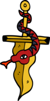 cartoon doodle dagger and snake tattoo png