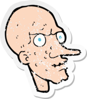 retro distressed sticker of a cartoon evil old man png