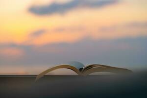 bonito noche con un libro foto