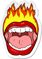 sticker of a cartoon flaming mouth symbol png