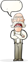 cartone animato scioccato vecchio uomo con discorso bolla png
