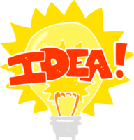 flat color illustration of a cartoon idea light bulb symbol png