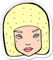 adesivo de um rosto feminino irritado de desenho animado png