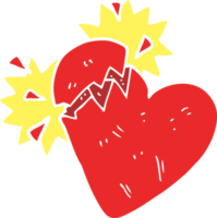 flat color illustration of a cartoon broken heart png