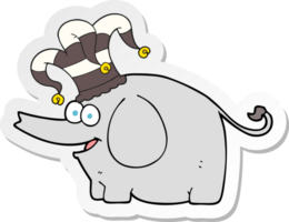 sticker of a cartoon elephant wearing circus hat png