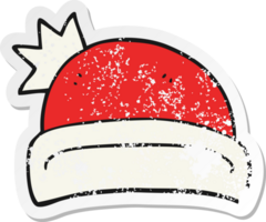 autocollant rétro en détresse d'un chapeau de noël de dessin animé png