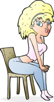 femme de bande dessinée posant sur une chaise png