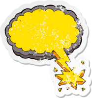 adesivo retrô angustiado de um símbolo de ataque de iluminação de desenho animado png