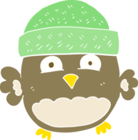 flat color illustration of a cartoon cute owl png