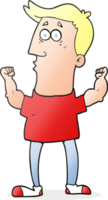 cartoon surprised man flexing biceps png