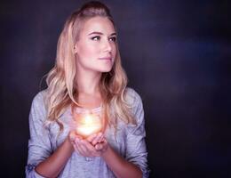 Beautiful girl praying photo