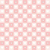 corazones de caramelo del día de san valentín y patrones vectoriales a cuadros de tartán blanco rojo rosa. patrón sin costuras de diseño de verificación de corazón. ilustración vectorial 10 eps. vector