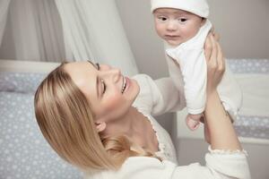 Happy family at home photo