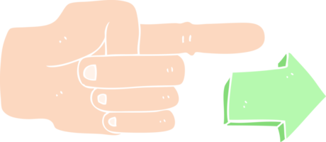 ilustración en color plano de una caricatura que señala la mano con una flecha png