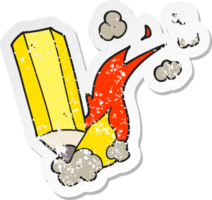 retro distressed sticker of a cartoon scribbling pencil png