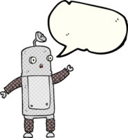 grappig boek toespraak bubbel tekenfilm robot png
