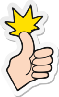 sticker of a cartoon thumbs up png