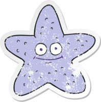 retro distressed sticker of a cartoon starfish png