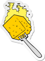 klistermärke av en tecknad serie ost på gaffel png