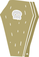 flat color illustration of a cartoon halloween coffin png